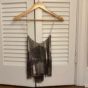 Sparkly free people, cropped spaghetti tank